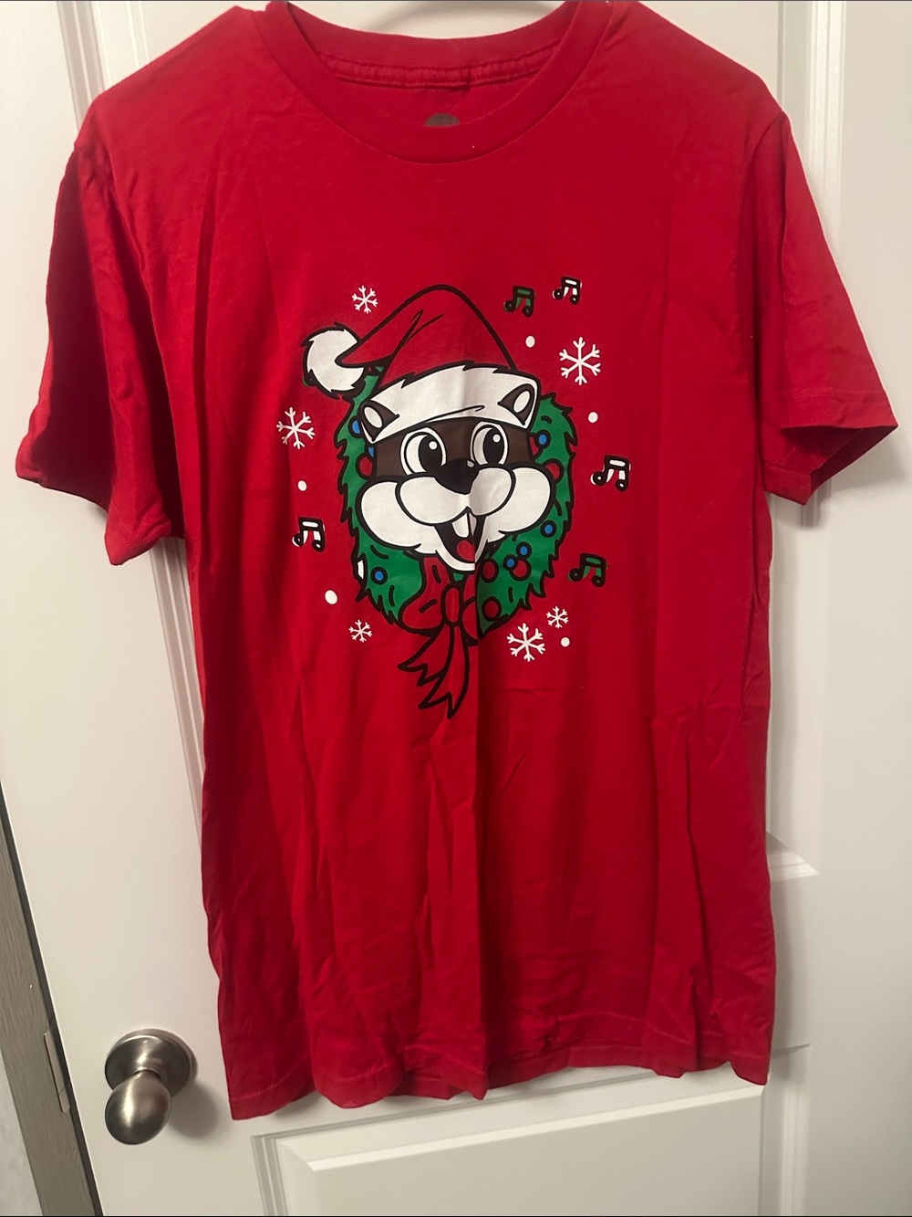 Red Holiday Graphic Tee — Festive Tree Rocking Design - Picture 7 of 9